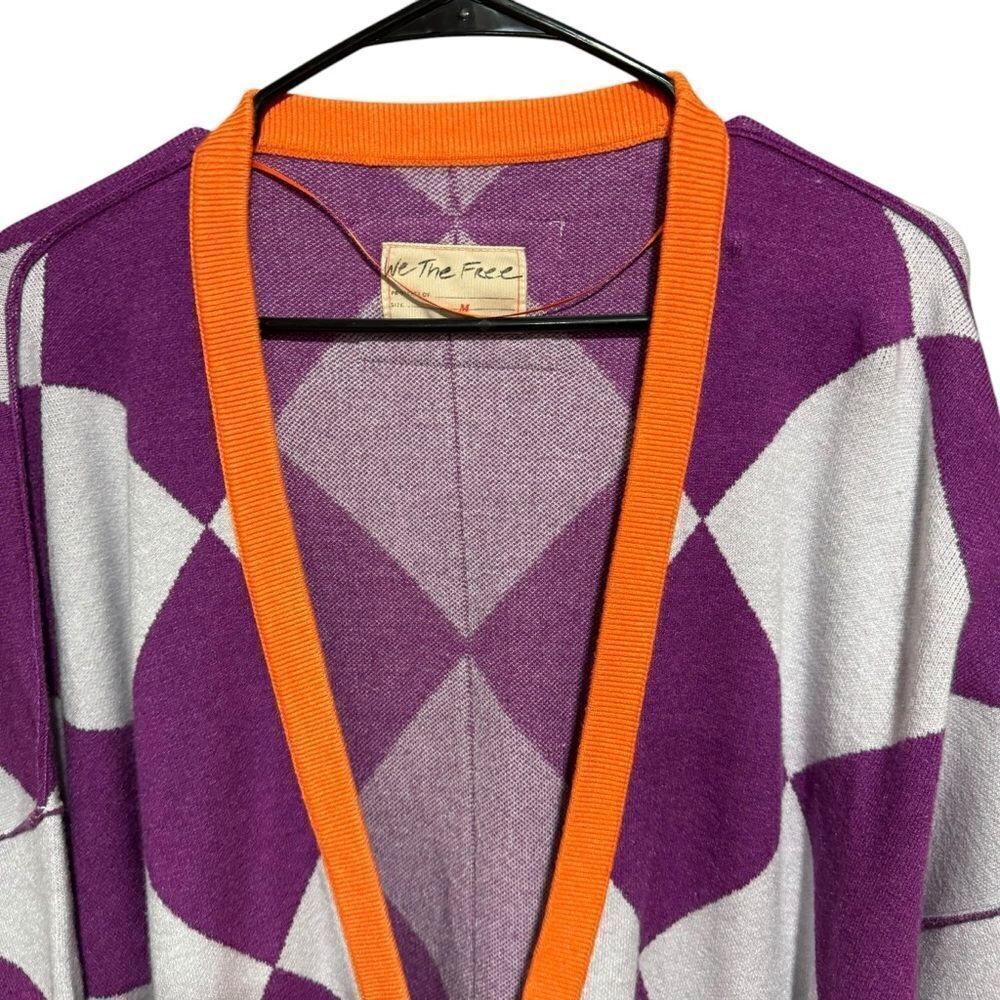 Revolve We The Free People Manny Cardi in Purple Argyle  V-Neck Cardigan - Picture 4 of 8